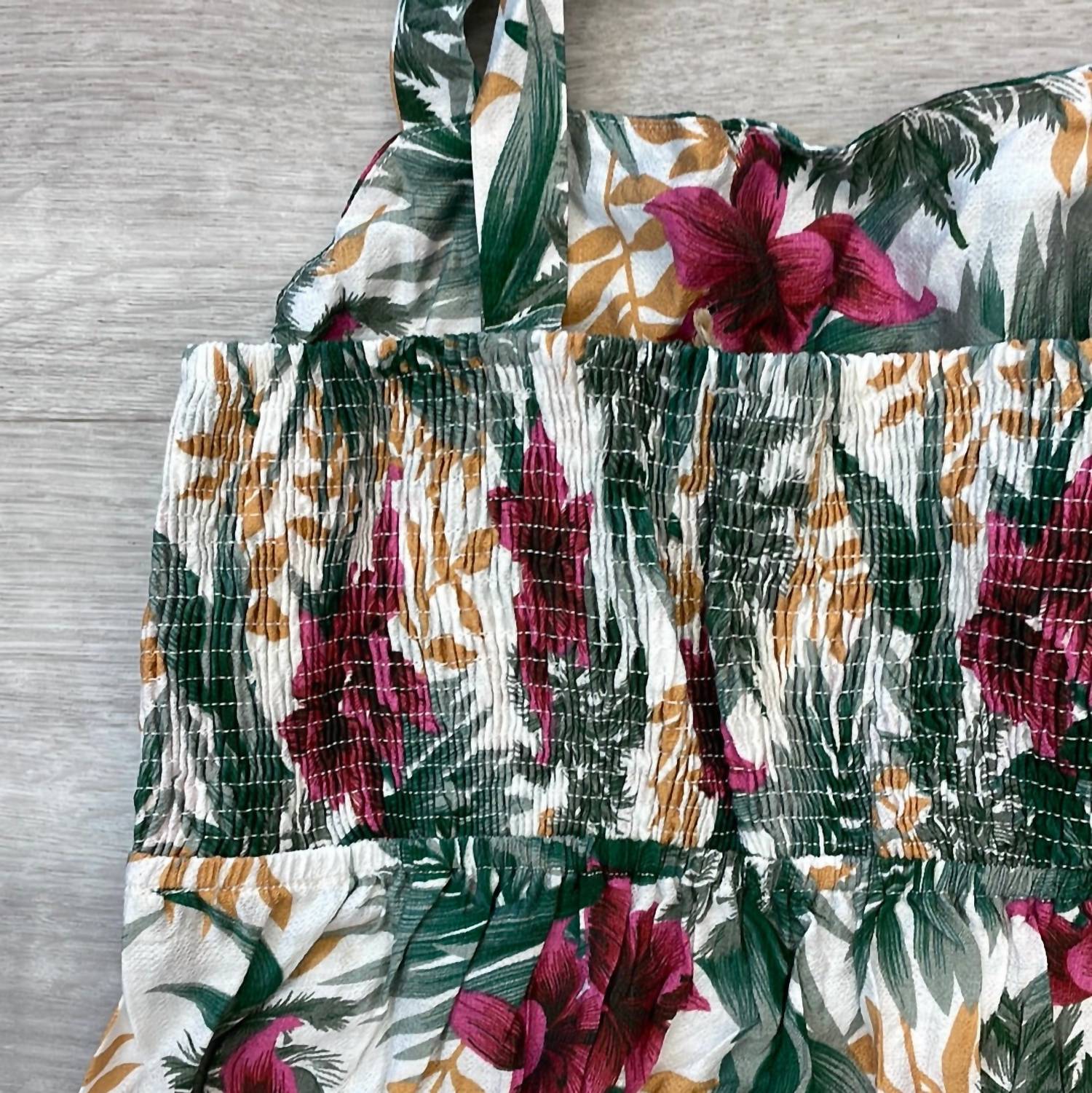 Kori - Women's Tropical Printed Ruffle Wrap Mini Dress