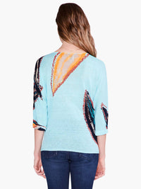 Nic + Zoe Giana Grove Sweater in aqua multi - women's sweater - alternate view