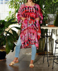 Kikisol - Artisan Tie Dye Long Gauze Kaftan Top
