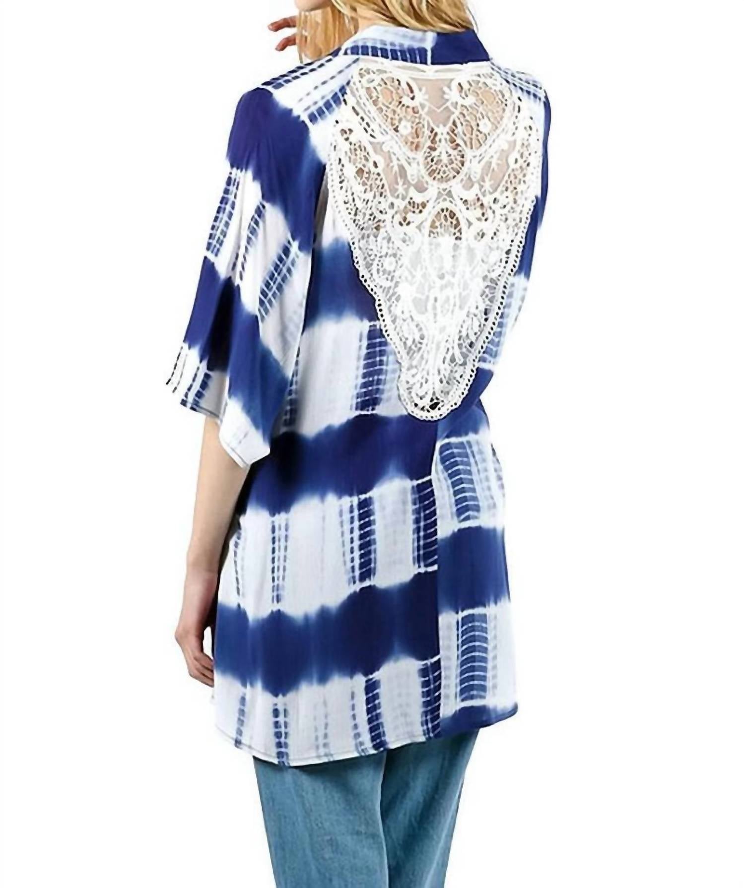 Kori - Tie Dye Lace Crochet Back Kimono