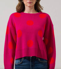 SUGARLIPS Yeti Polka Dot Sweater in fuschia - women's sweater