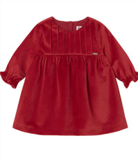 Mayoral Kid's Long Sleeve Velvet Dress in red - kids' dress