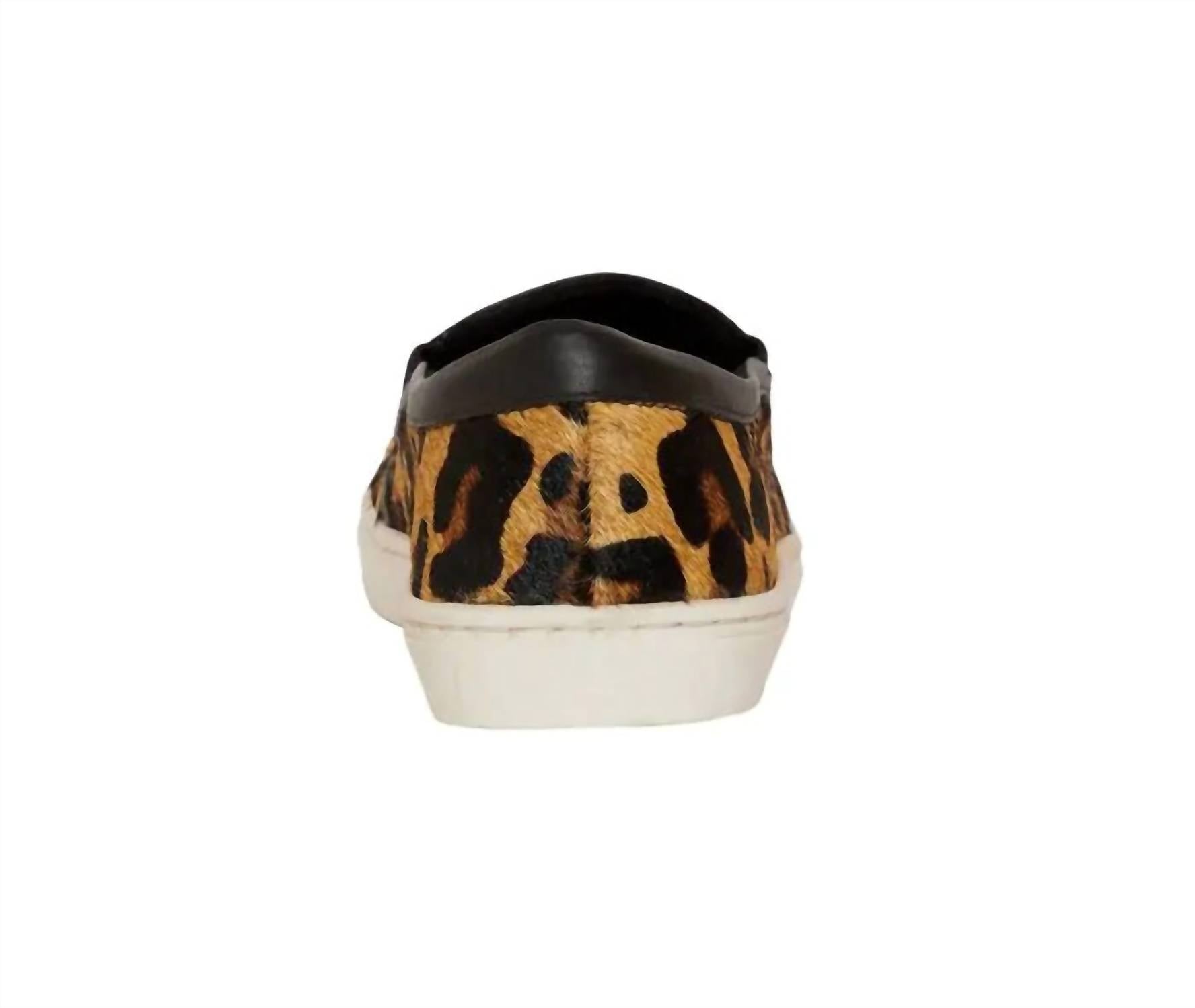 Myra - Women's Leather Leopard Hair On Hide Slip On Sneakers