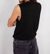 bobi Crewneck Bubble Hem Tee in black - women's t-shirt - view 4