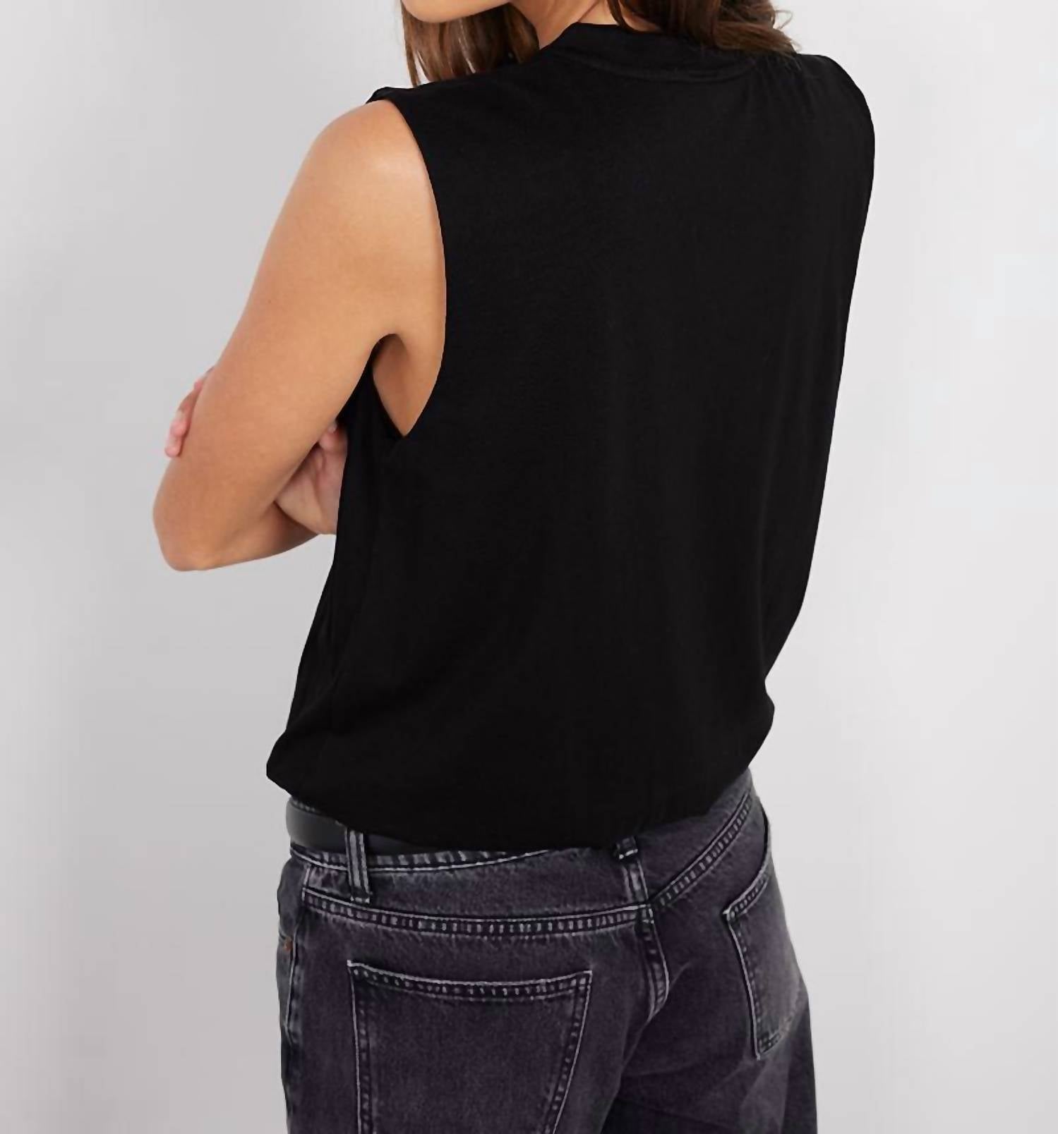 bobi Crewneck Bubble Hem Tee in black - women's t-shirt - view 4