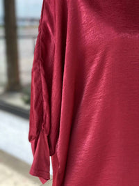Ivy Jane - Women's Faux Suede Trimmed Satin Top
