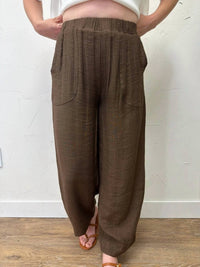 Blu Pepper - Textured High Elastic Waist Lounge Pants