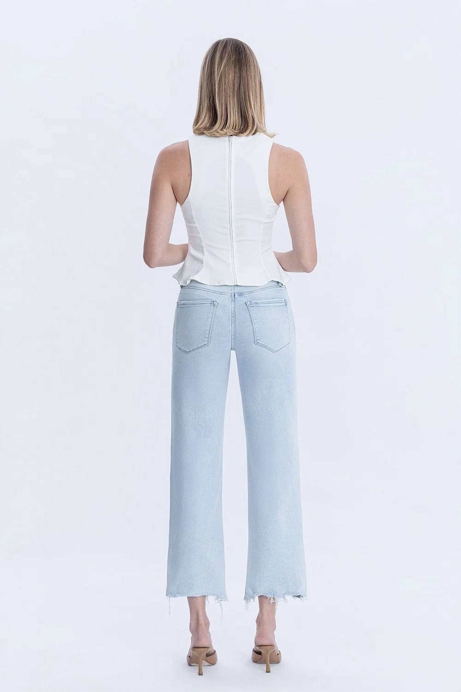 Vervet By Flying Monkey - Women's Aileeah High Rise Slim Wide Leg Denim Jeans