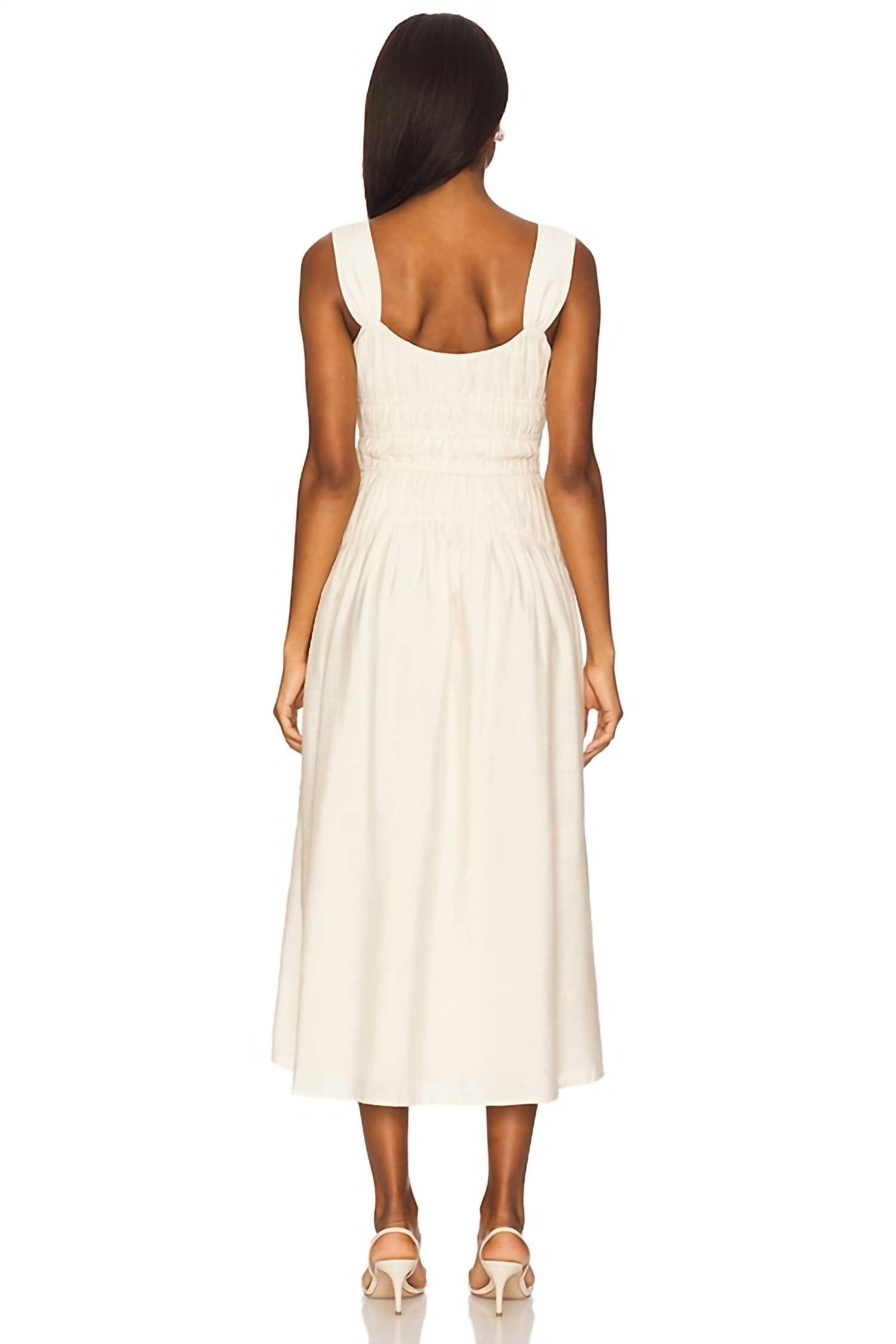 Paige Arpeggio Midi Dress in oyster white - women's dress - alternate view