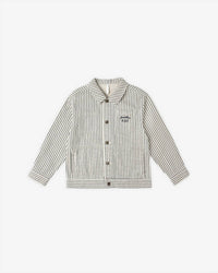 Rylee + Cru Chore Coat in navy pinestripe - kids' jacket - view 5