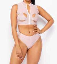 Hot & Delicious - Fair Game Crop Rhinestone Swim Set