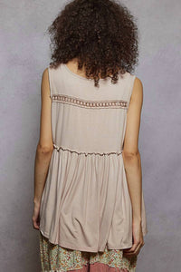 POL Loose Fit V-neck Babydoll Casual Knit Top in blush pink - women's blouse - alternate view