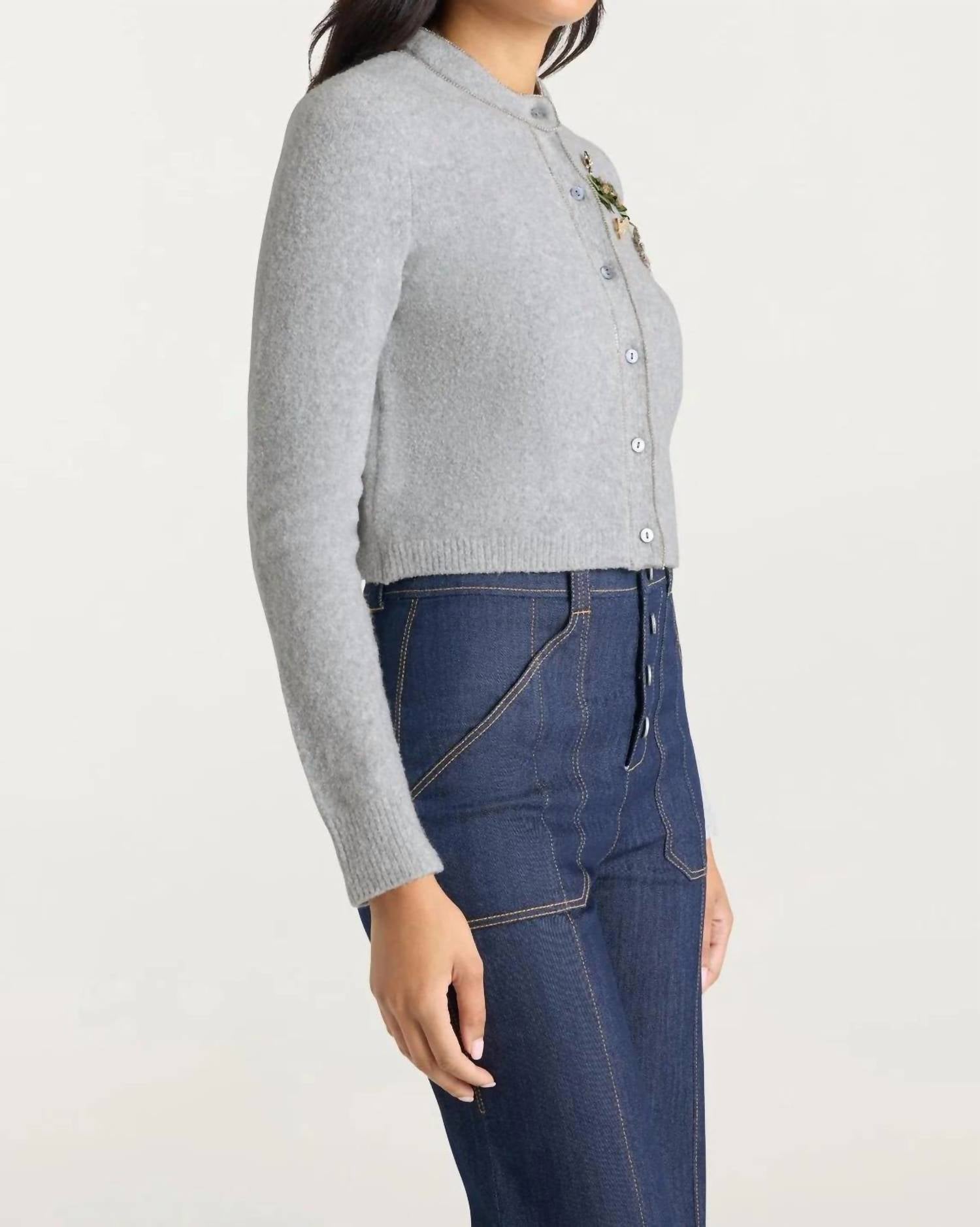cinq a sept Allura Cardigan in light heather grey clear - women's cardigan - detail view