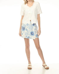 Charlie B - Floral Printed Linen Blend Wrap Skorts