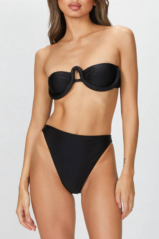 SOLID HIGH-LEG STRAPLESS BIKINI SET