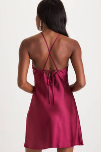 Lulus - Sweet Prose Satin Rosette Halter Neck Mini Dress