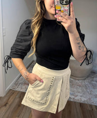 &Merci - Lynn Studded High Waist Suede Skort