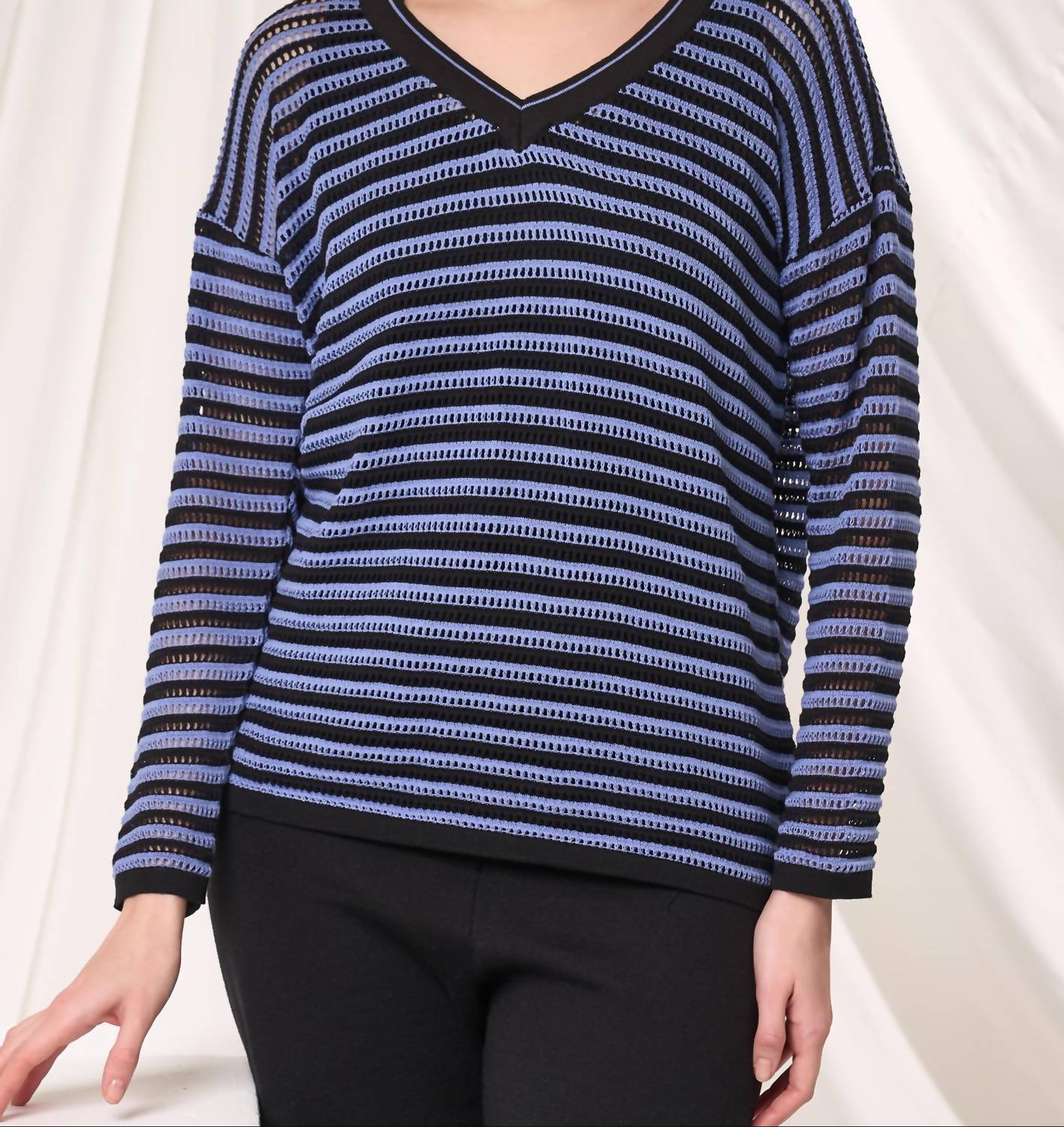 Angel Apparel - Stripe Crochet Knit Top