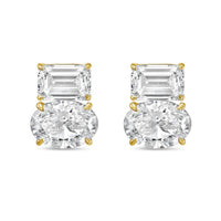 Diana M Jewels - Women's Emerald & Oval Lab-grown Diamond Stud Earrings (8.00 Tcw) - Elegant Plus