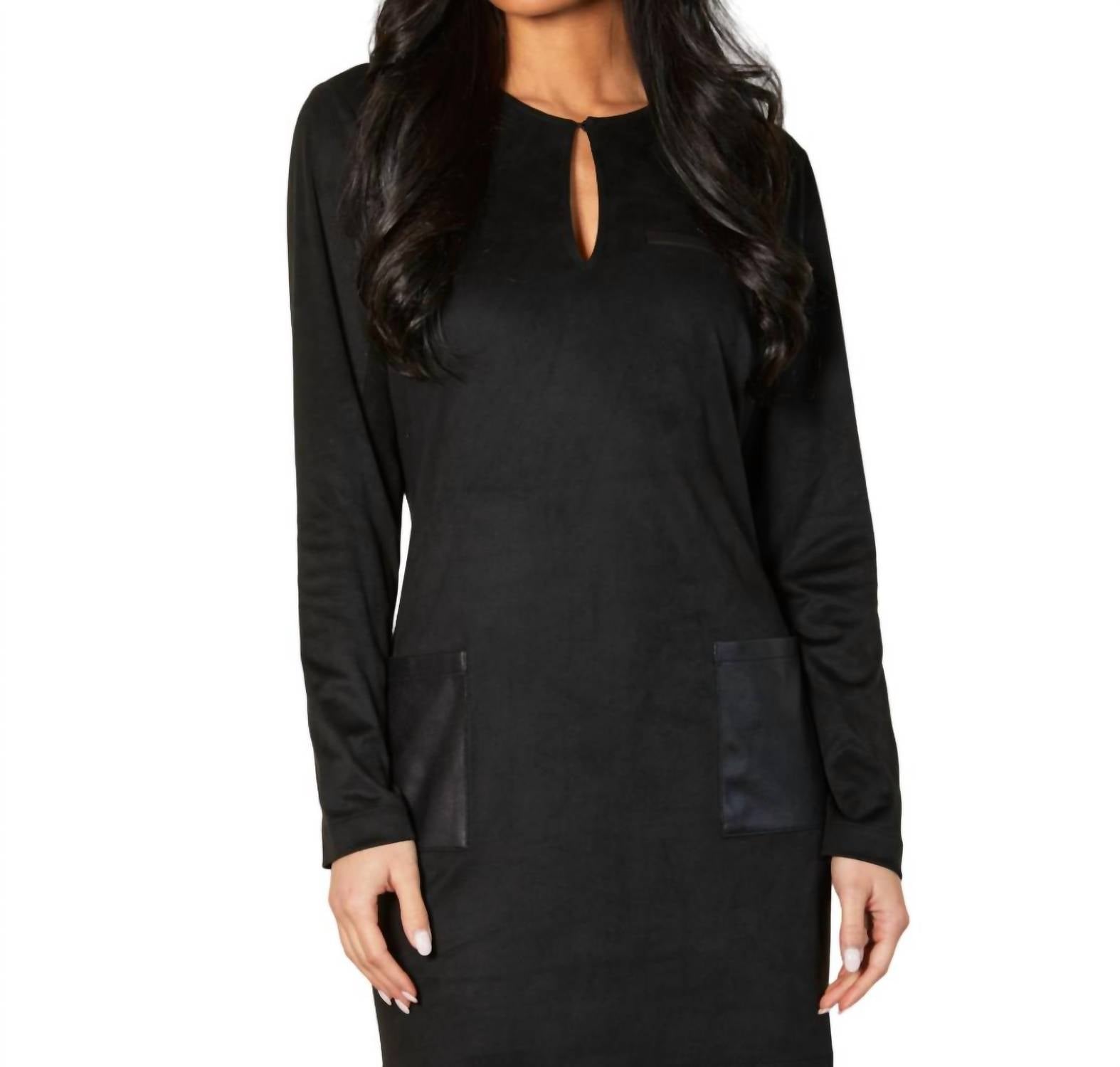 Vegan Leather/Suede Front Pocket Dress