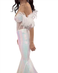 Ava Presley - Off-the-shoulder Gown With Feather Accents