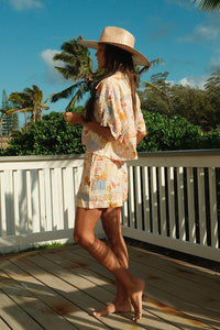 Tribal - Drop Shoulder Short Sleeve Button Front Blouse