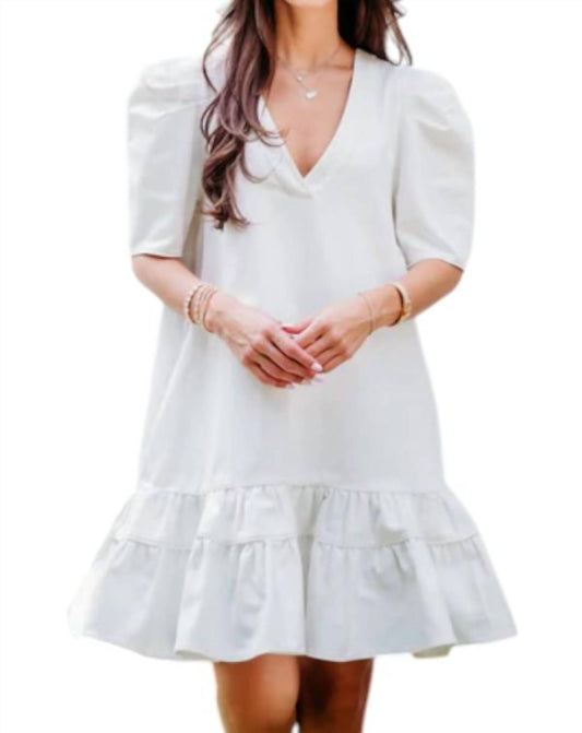 Karlie - V-neck Ruffle Bottom Dress