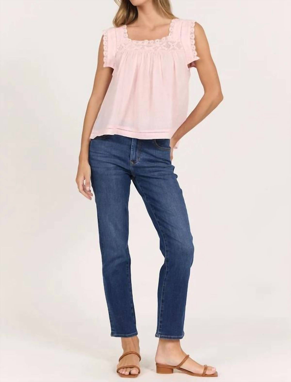 Dear John Denim - Una Square Neck Lace Trim Top