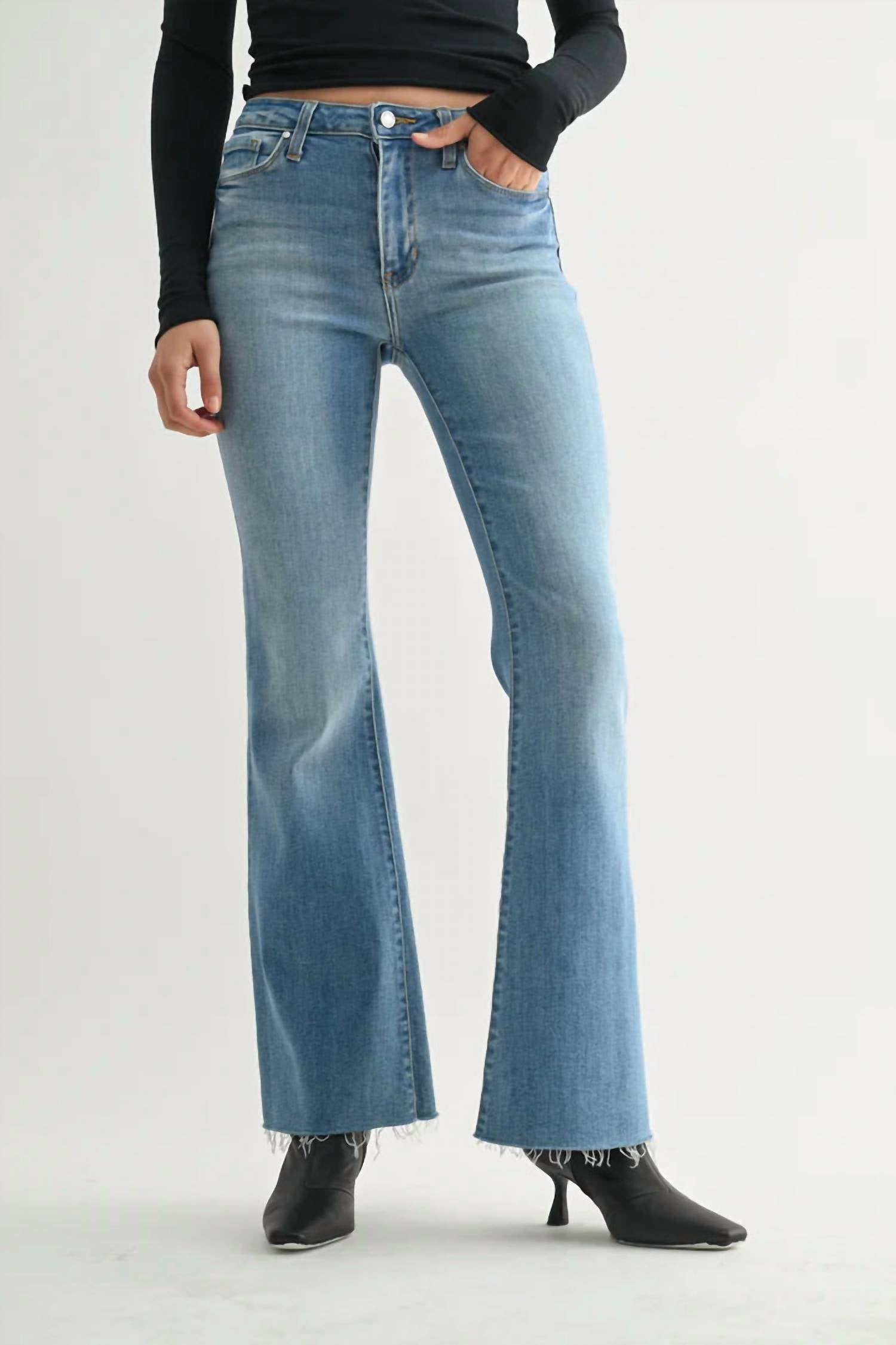 Just Black Denim - Mid Rise Straight Bootcut Jean