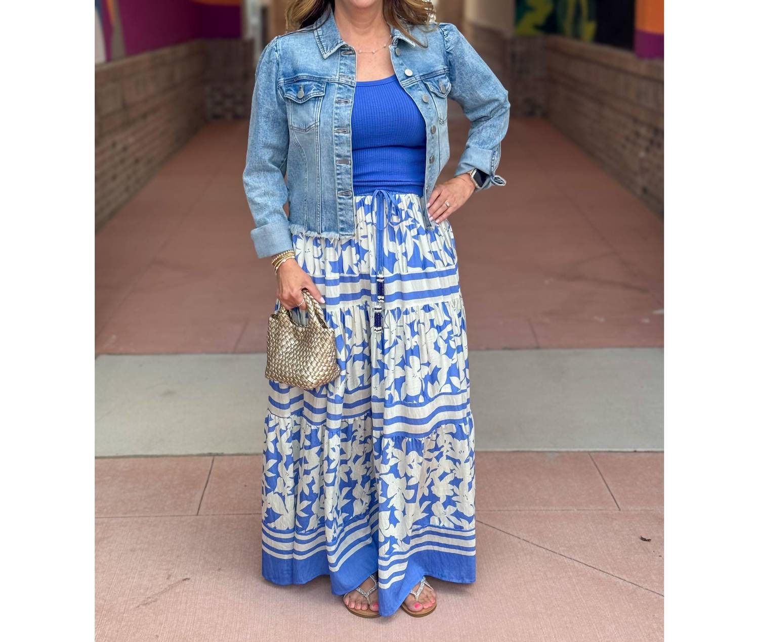 Pinch - Lissy Floral Print Tiered Maxi Skirt