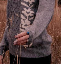 Listicle - Floral Cable Knit Sweater
