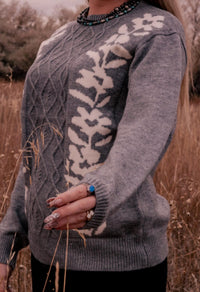 Listicle - Floral Cable Knit Sweater