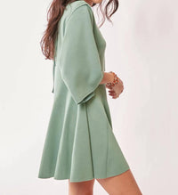 Davi & Dani - Draped Sleeve Tie-back Flared Skort Romper