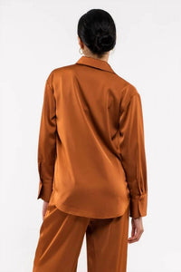 Blu Pepper - Solid Satin Button Up Woven Top