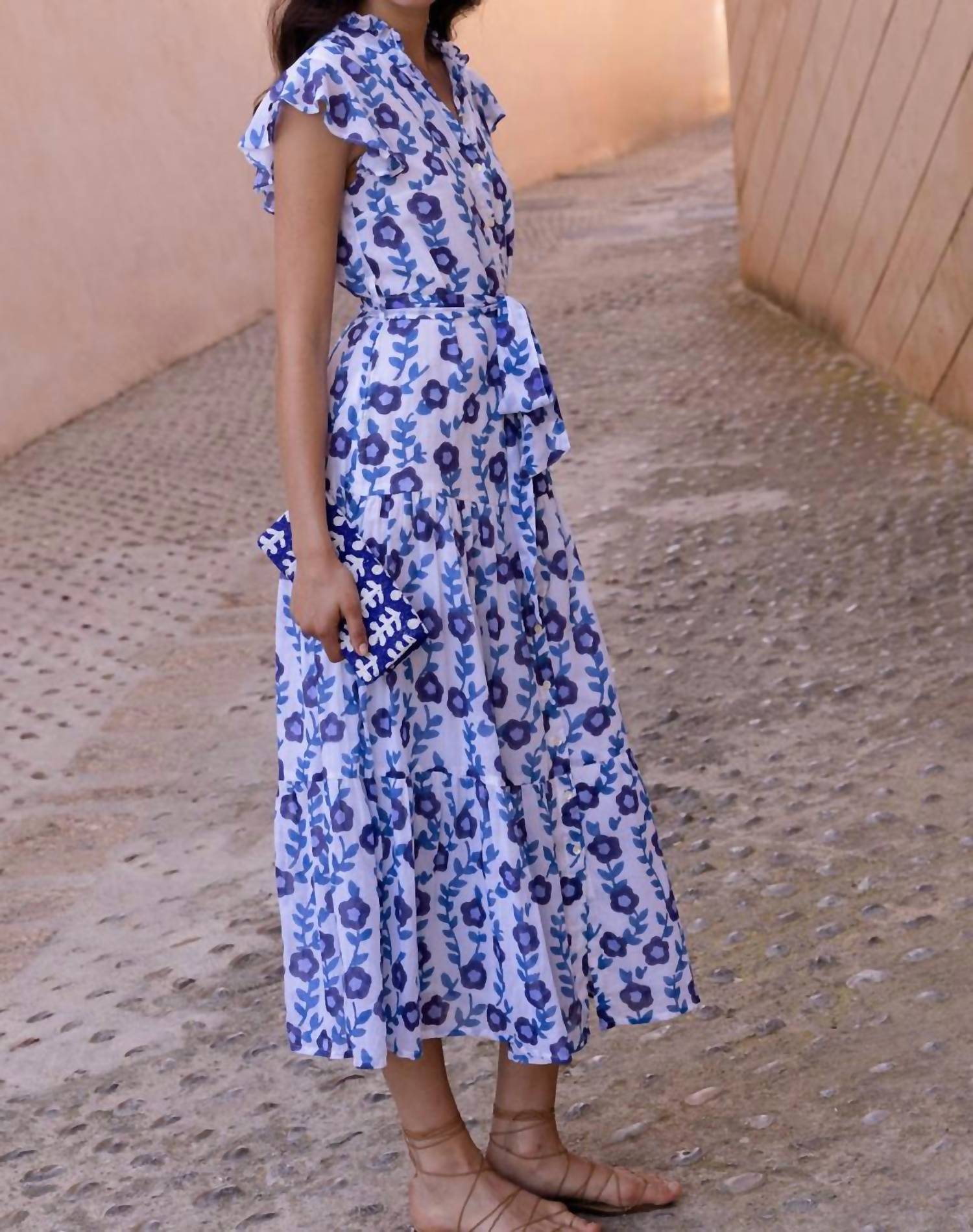 Oliphant - Ruffle Collar Button Maxi Dress