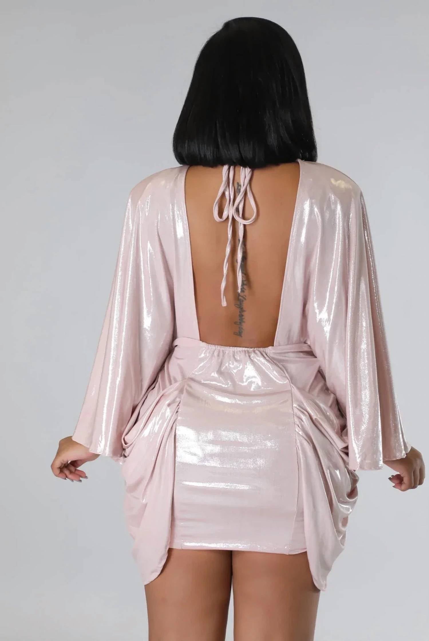 Good Time Usa - When I Step Out Back Cut Out Wrap Dress