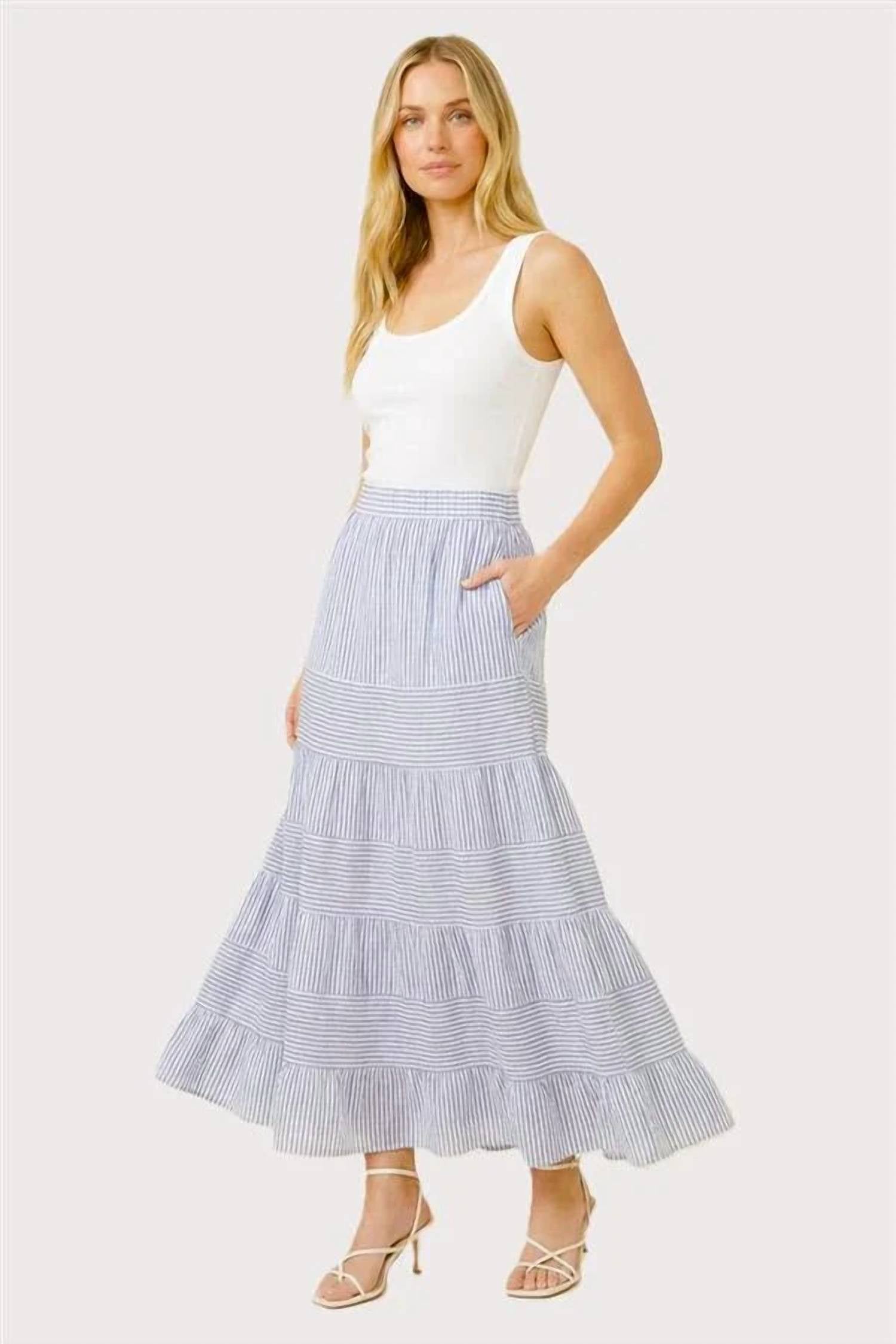 Staccato - Pin Striped Tiered Maxi Skirt