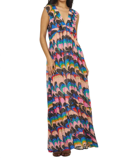 Oliphant - Ruffle V Neck Maxi Dress