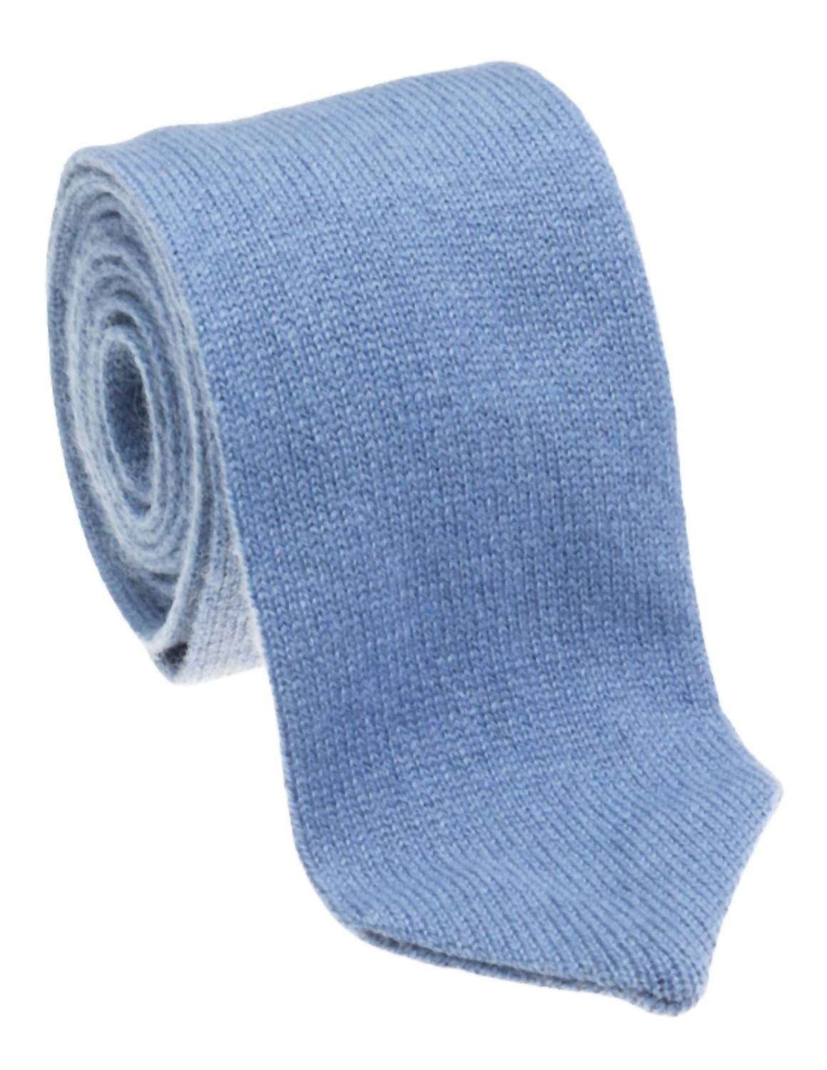 Geoff Nicholson Men's Cashmere Knit Tie in light blue - men's accessory