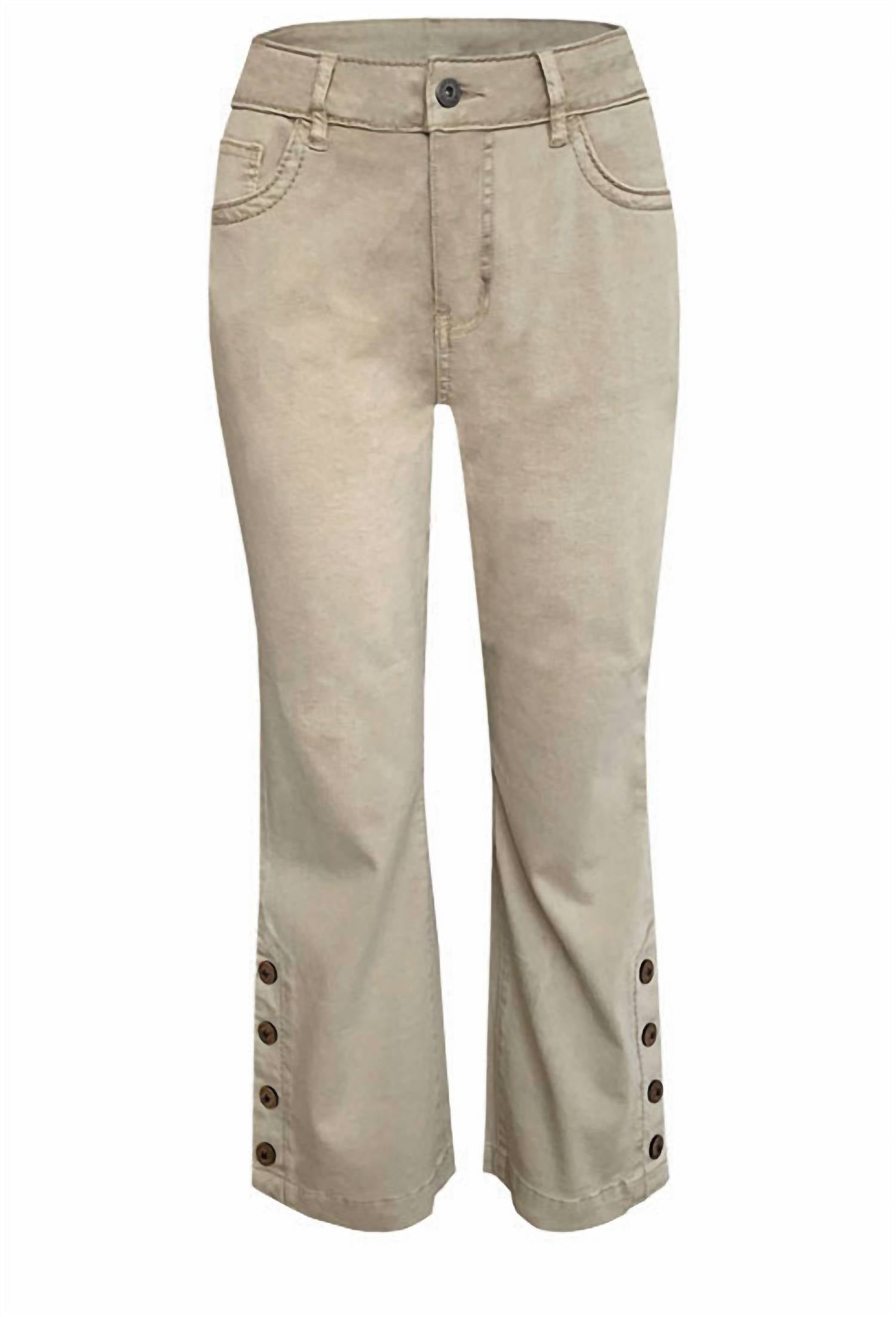 Ethyl - Women's Flare Capri Pants With Buttons
