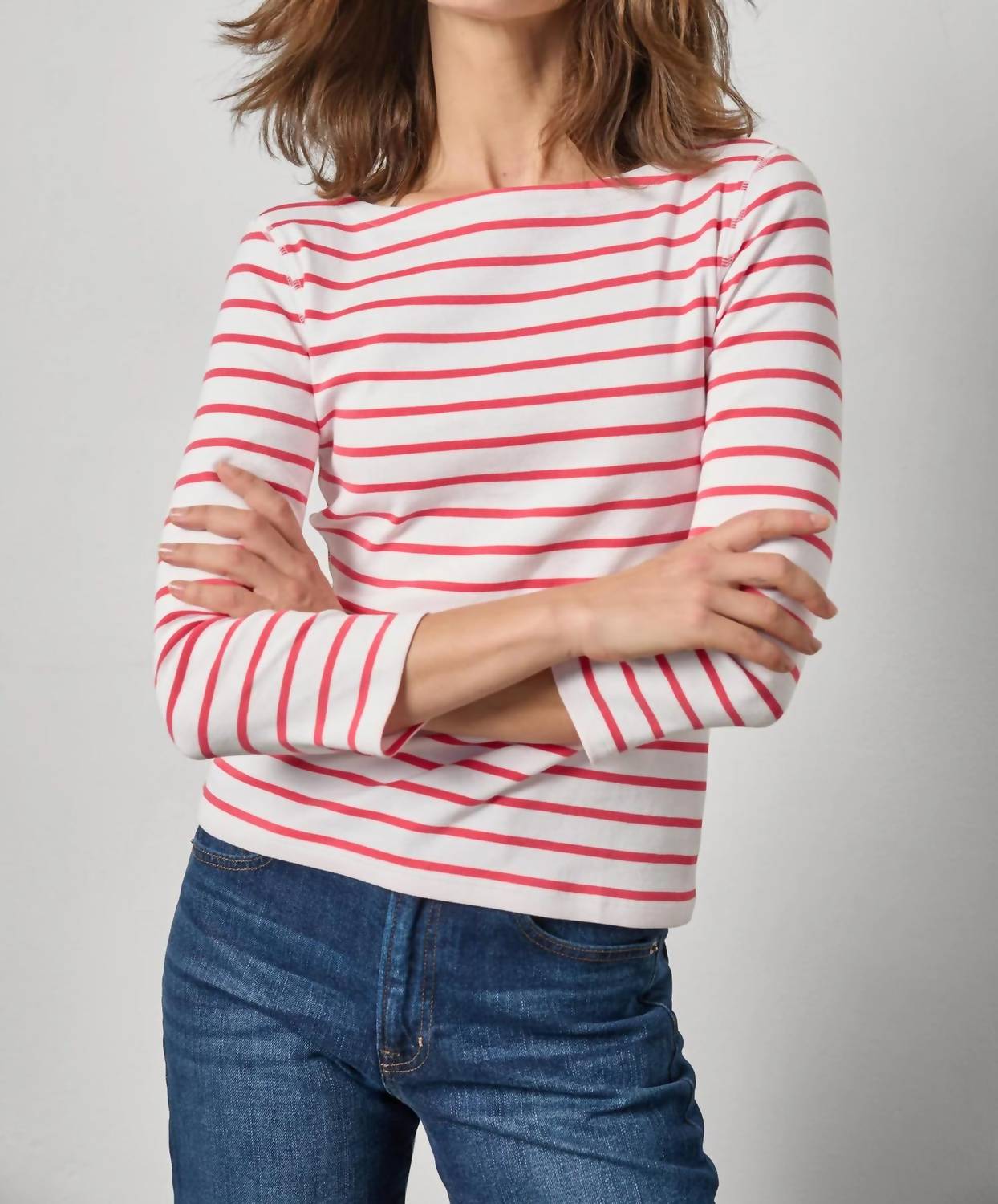 Lilla P - Rib Quarter Sleeve Boatneck Tee