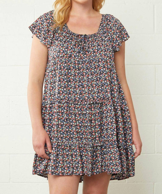 Entro - Micro Floral Tiered Dress - Plus