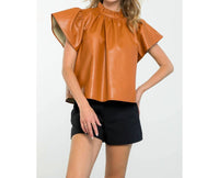 Thml - Flutter Sleeve Leather Top