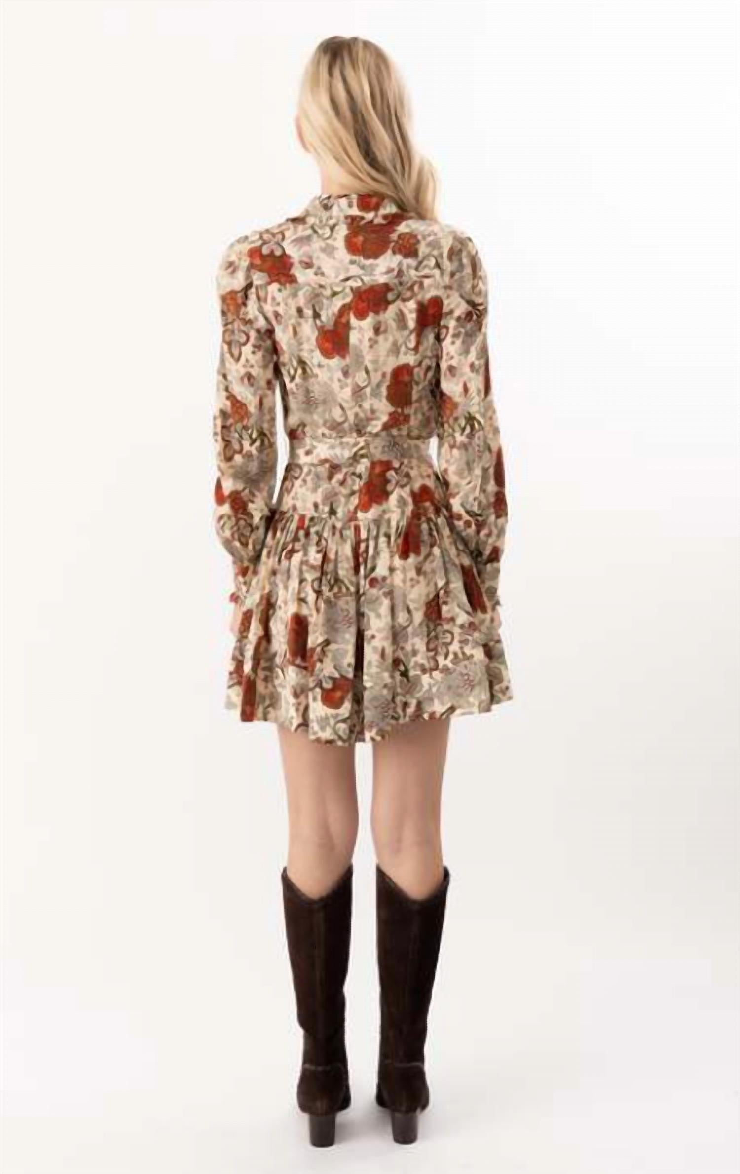Ulla Johnson - Simona Etched Indienne Floral Silk Long Sleeve Mini Dress