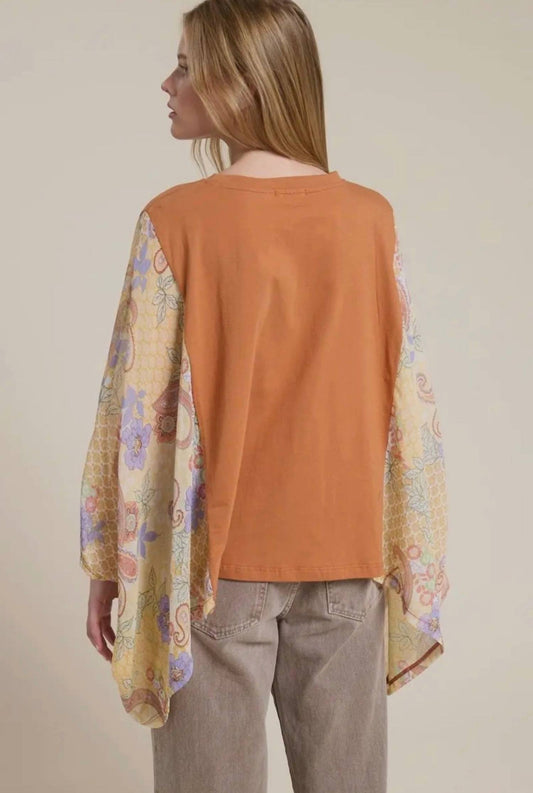 Zutter - Free Bird Vintage Graphic Sheer Sleeve Top