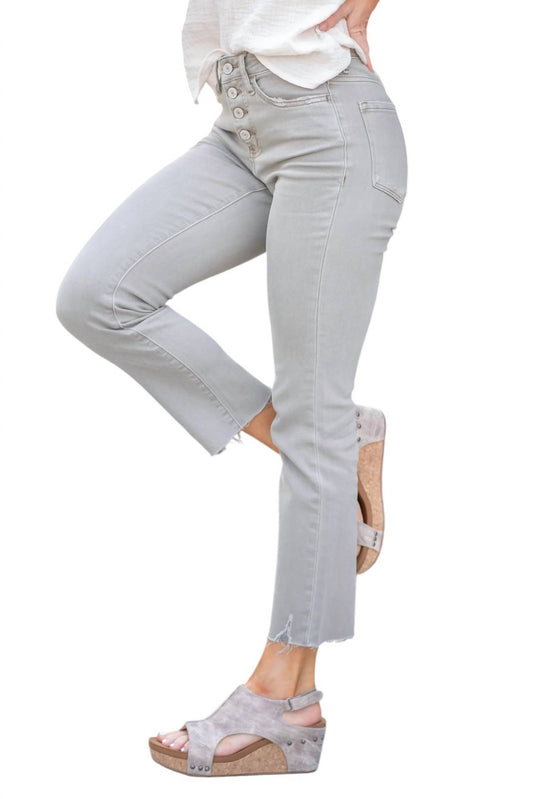 Vervet By Flying Monkey - HIGH RISE BUTTON UP SLIM STRAIGHT JEANS