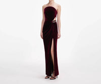 Self-Portrait - Velvet Bandeau Maxi Dress