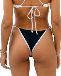 Gigizara - Women's Noir Wave Tie Side Bikini Bottom Textured Curve Flattering