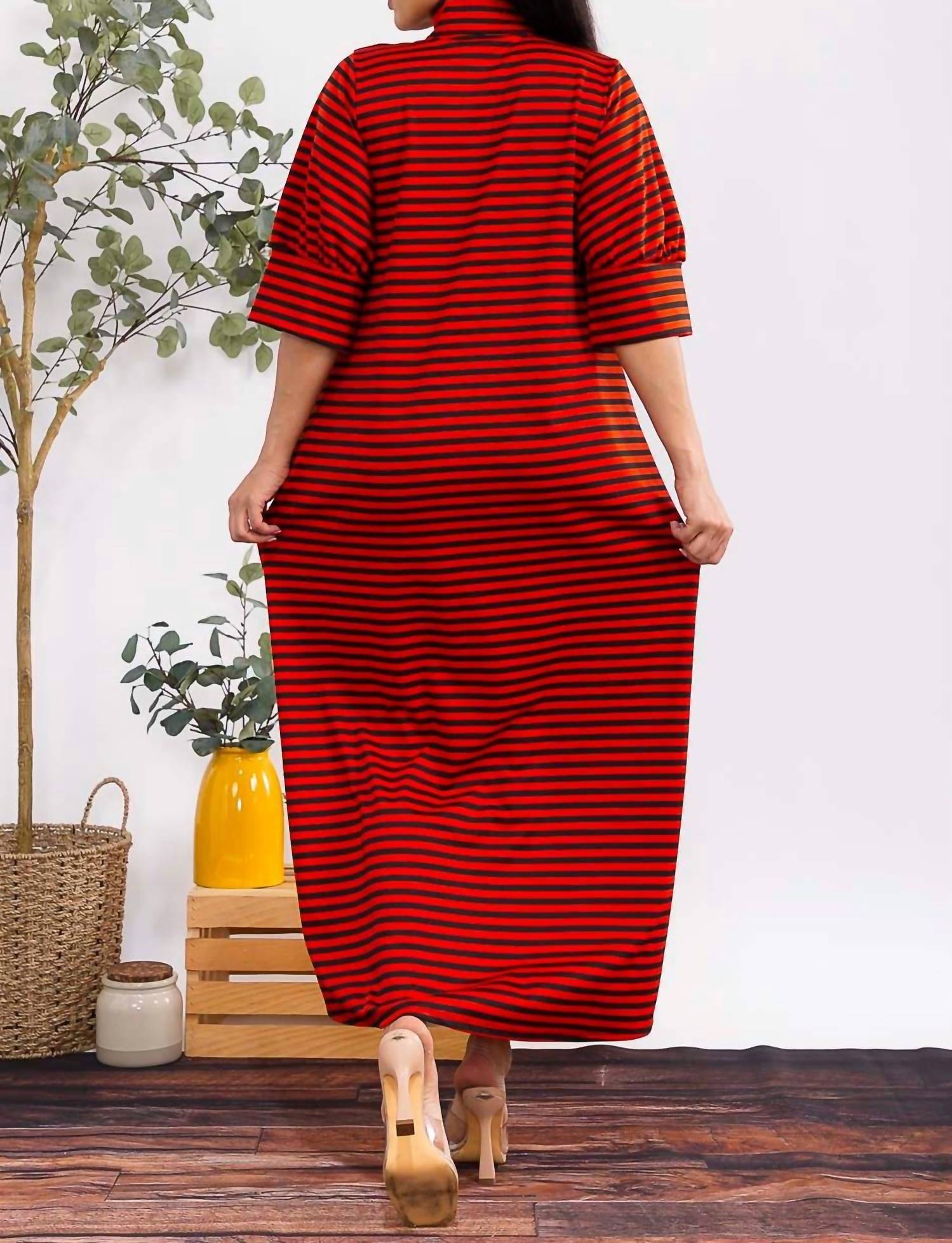 Karen T Design - Button Down Stripe Midi Dress