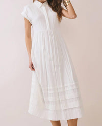 Tcec - Classic Shirt Pleated Dress